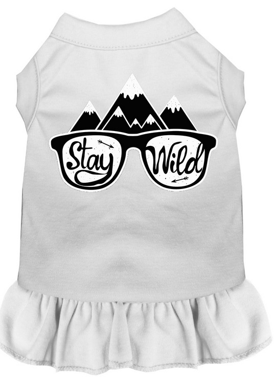 Stay Wild Screen Print Dog Dress White XXXL